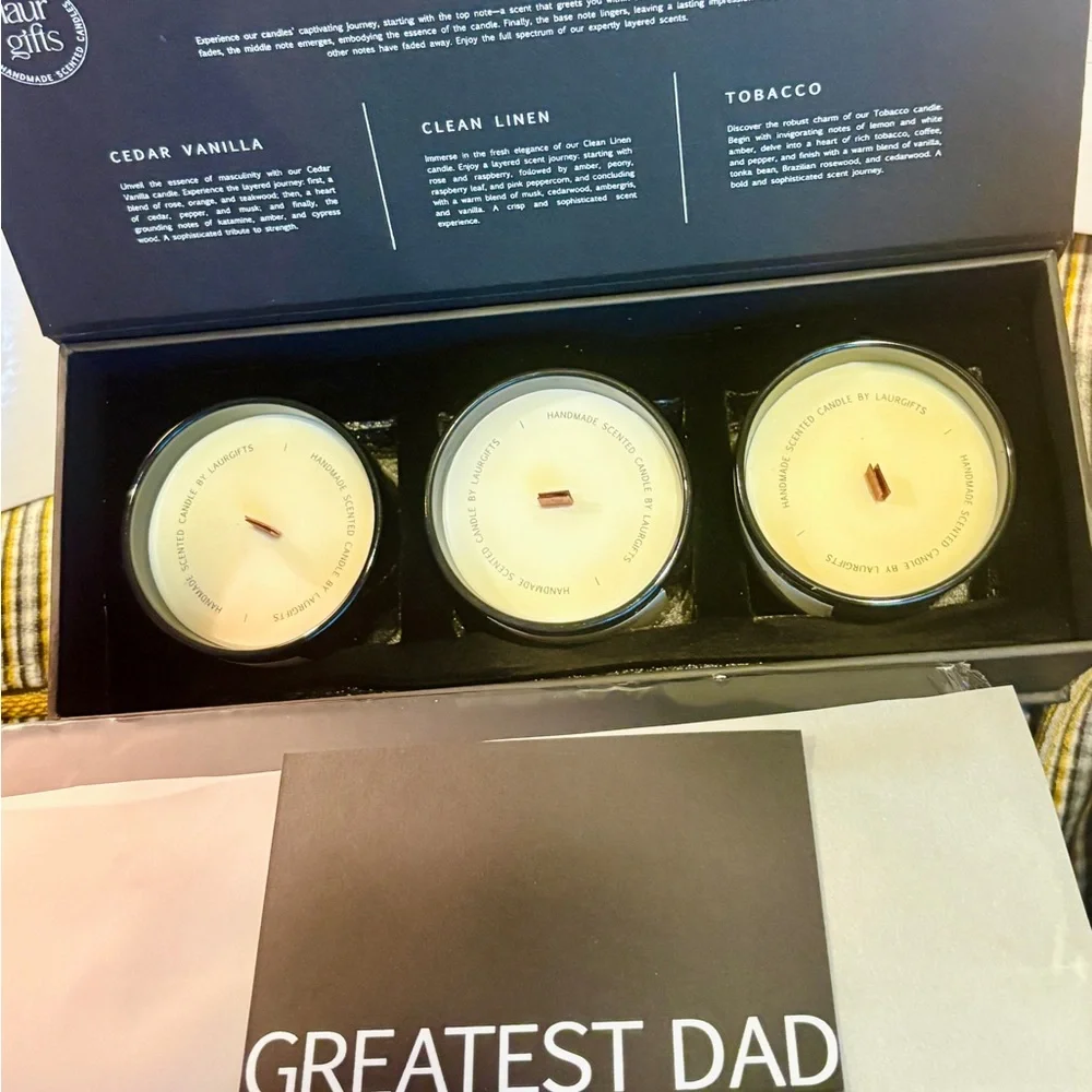 Scented Candles for Men – Tobacco, Cedar Vanilla & Clean Linen – Luxury Gift Box
